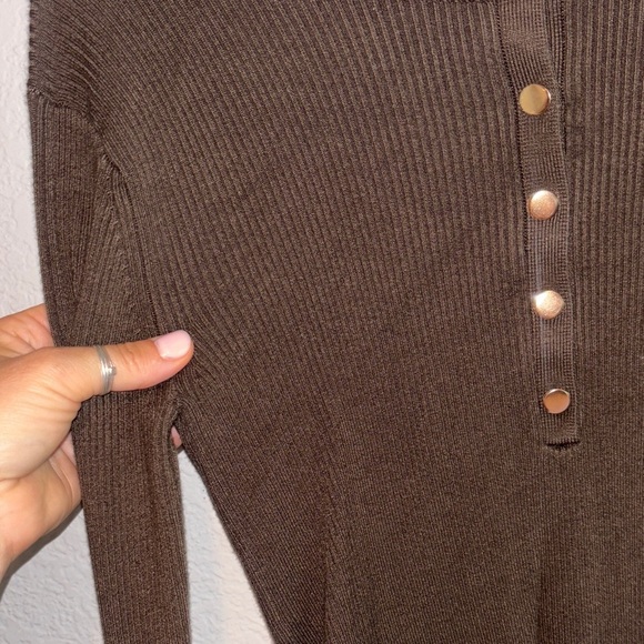 For the republic deep olive green  Ribbed Button-Down Top - Picture 2 of 4